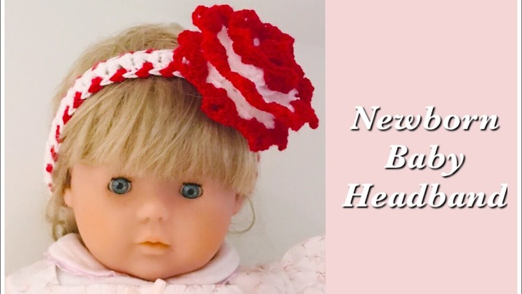How to crochet newborn baby headband with flower left handed by Crochet for Baby #164