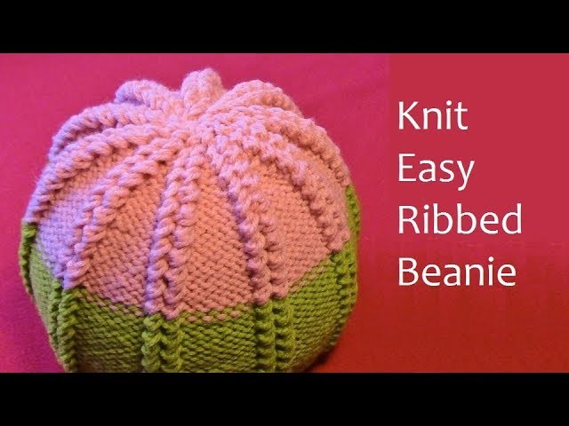 How to Knit a Beanie - Easy Knitting Pattern - Christmas Ribbed Winter Hat | Tutorial