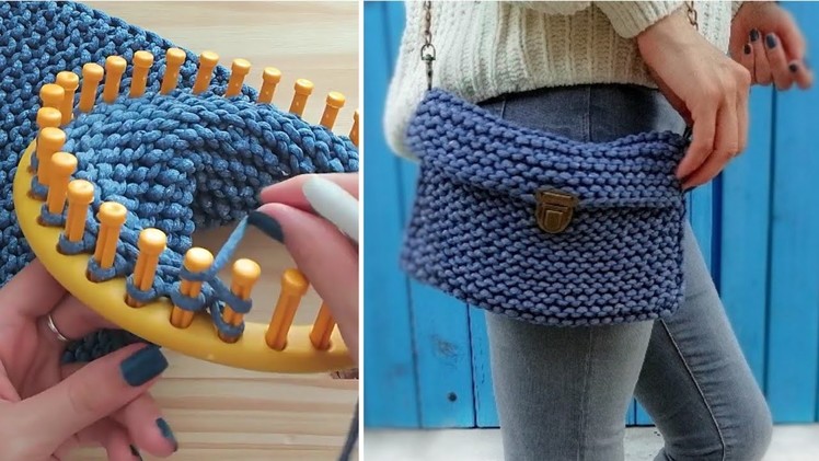 ???? HOW TO KNIT A CLUTCH PURSE.BAG ON ROUND LOOM