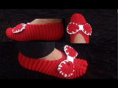 How to Knit Easy Bow Slippers Pattern #788│by ThePatternFamily