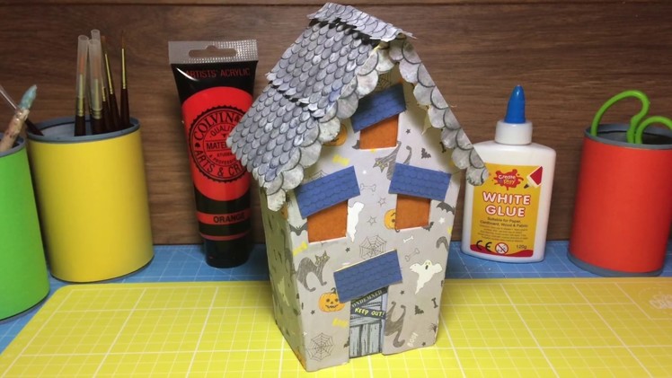 How To Make a Spooky Halloween Haunted House Decoration from Scrap Materials