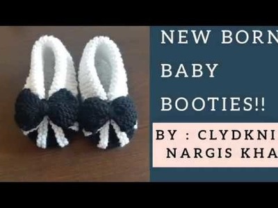 How To Make Baby Booties With Bow In Urdu By Clydknits.