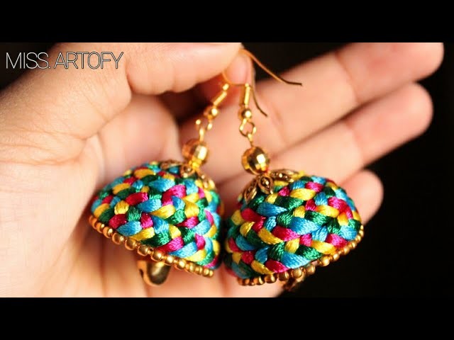 How to make Braided jhumka of 4 Colours|| By MISS. ARTOFY