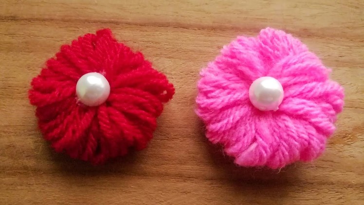 How to make Easy Woolen flowers step by step. Easy woolen flowers.  wool flowers without crochet