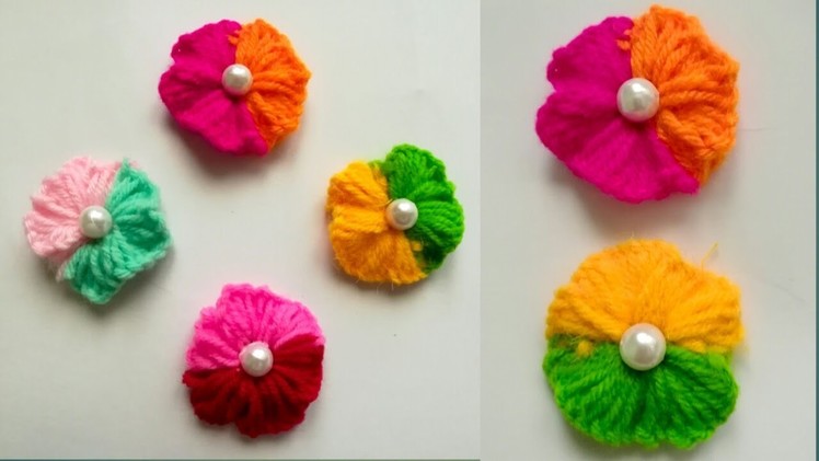 How to make Easy Woolen flowers step by step. Easy woolen flowers. Diy woolen craft. wool flowers