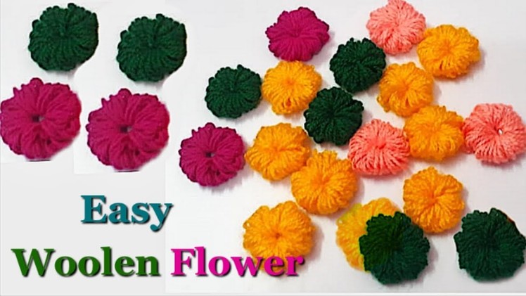How to make Easy Woolen Flowers step by step at home | Handmade woolen thread flower making idea