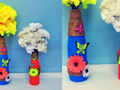 How to make Flower vase with Tomato Sauce Bottle | Best out of waste