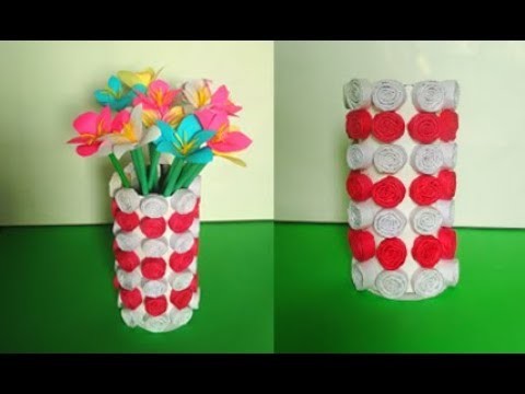 How to make flower vase with paper | How to make flower pot