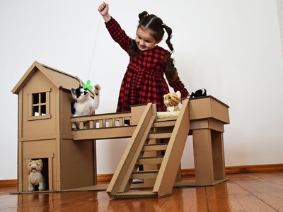 How to make Kitten Cat Pet House from Cardboard
