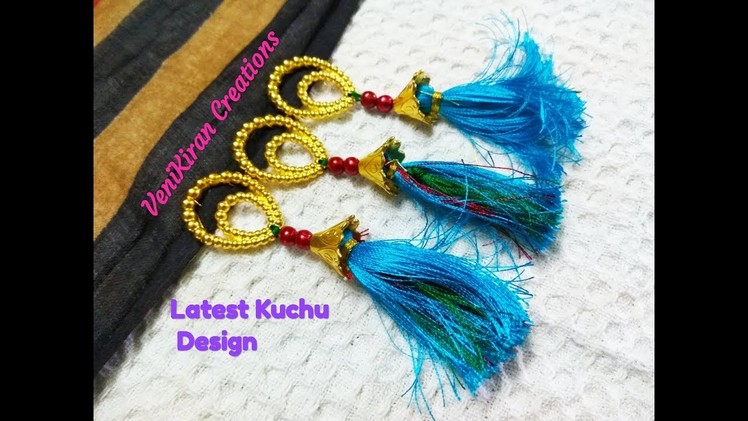 How to Make Saree Tassel.Kuchu design with Beads @ Home - Design 79::Tutorial