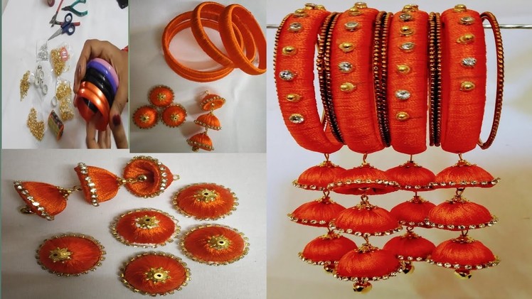HOW TO MAKE SILK THREAD BANGLES WITH HANGINGS