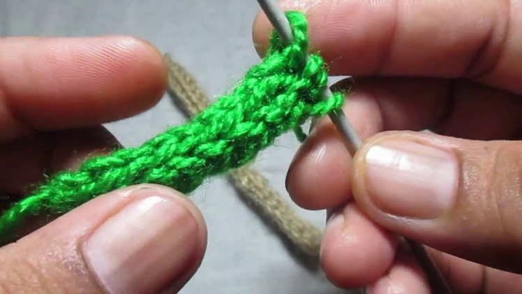 Knitting Dori.I cord with 4 stitches using two needles Hindi