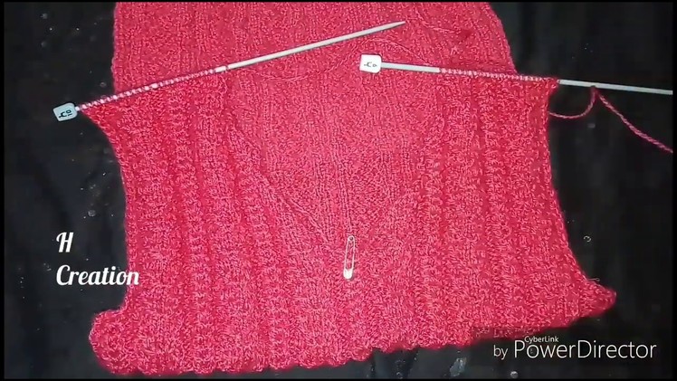 Knitting half sweater front part measurements step by step