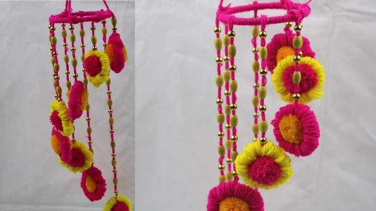 Pom Pom Door Hanging || How to Make Door Hanging Toran - Woolen Crafts Ideas - DIY arts and crafts