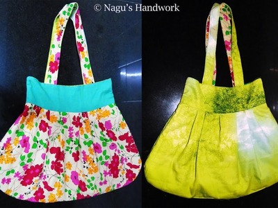 Reversible handmade handbag.DIY handbag with old clothes.how to stitch two side shopping bag