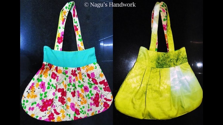 Reversible handmade handbag.DIY handbag with old clothes.how to stitch two side shopping bag