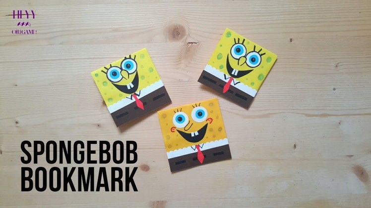 Spongebob Bookmark-How to make paper origami kirigami spongebob corner bookmark