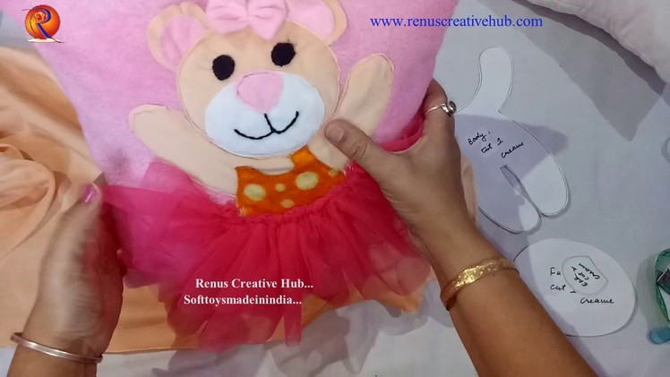 Teddy Ballerina Cushion Cover. .  DIY How to make cushion cover at home