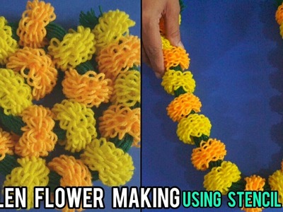 Woolen  Flower making using stencil tool  How to make Woolen flower