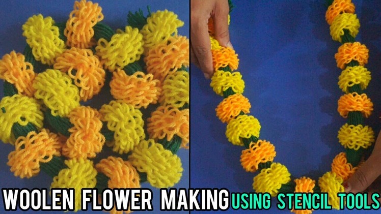 Woolen  Flower making using stencil tool  How to make Woolen flower