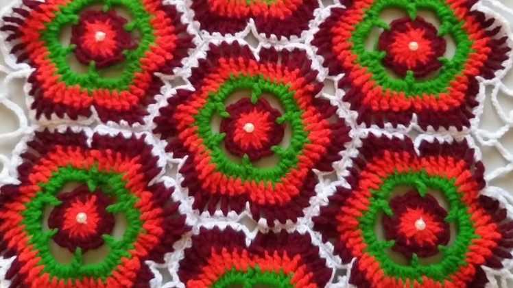 Crosia design thalposh, woolen rumal design, crochet table cover, #62,|| Santosh All Art ||