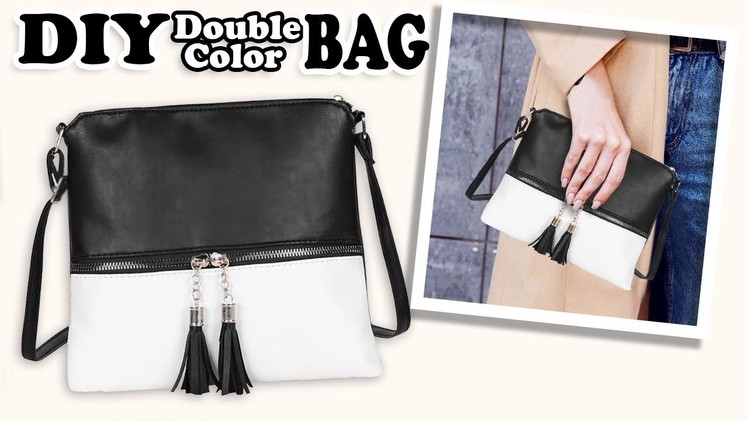 CUTE DIY CROSSBODY BAG DESIGN. Tassel Flap Double Color Purse Bag Tutorial