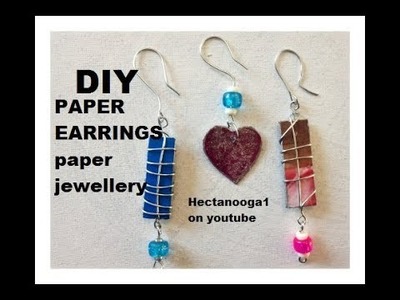 DIY, 3 PAPER EARRINGS, CEREAL BOX EARRINGS, paper jewelry, rectangle and heart