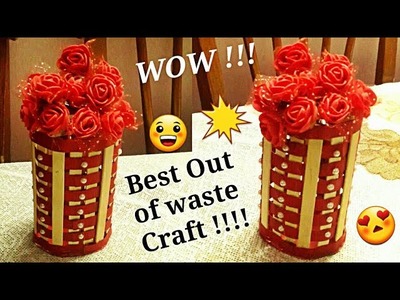 DIY -Best out of waste-Waste material craft- Paper Craft.how to make pen stand with ice cream stick.