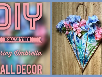 DIY Dollar Tree Spring Umbrella Flower Holder Wall Decor. Door Wreath - Hobby Lobby Dupe Room Decor