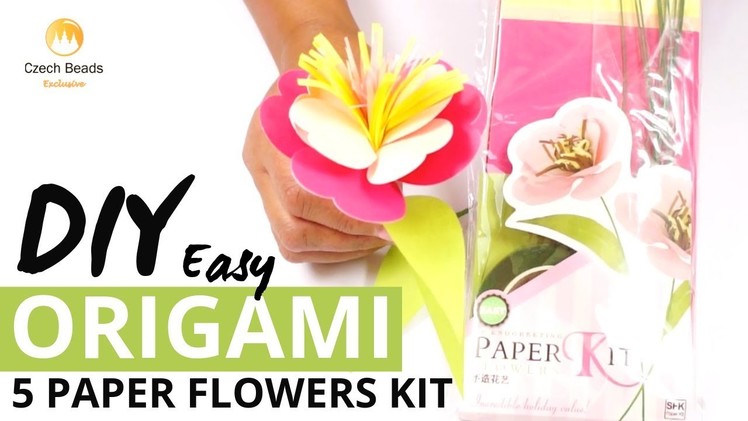 DIY Origami Kit Of 5 Five Paper Flowers - Easy Scrapbooking Tutorial