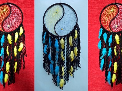DIY Super Easy Way to Make Yin and Yang Dreamcatcher | Step by step slow video tutorial