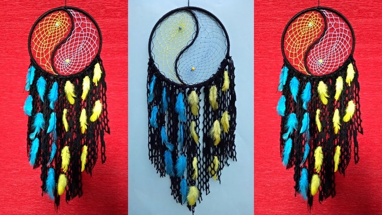 DIY Super Easy Way to Make Yin and Yang Dreamcatcher | Step by step slow video tutorial