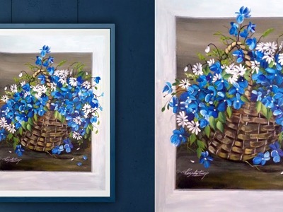 Easy Acrylic Painting - Relaxing Demo - Fun painting - Canvas Painting - Simple Floral Painting