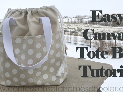 Easy Canvas Tote Bag. SEWING TUTORIAL!!