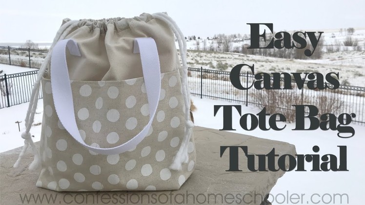 Easy Canvas Tote Bag. SEWING TUTORIAL!!