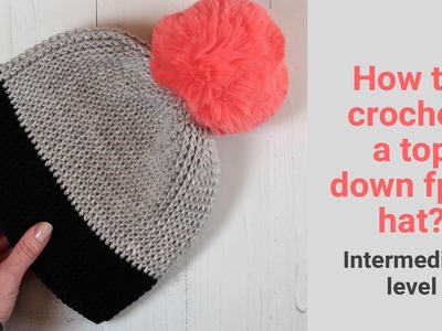 How to crochet a front post double crochet hat adult small size