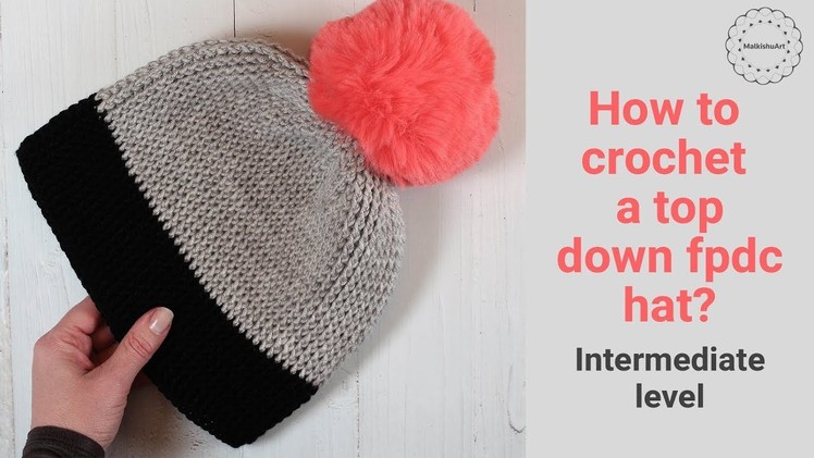 How to crochet a front post double crochet hat adult small size