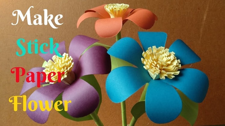 How To Make Beautiful Stick Flower From Paper #5 | Diy Crafts Paper Flower | Home Diy Crafts Paper
