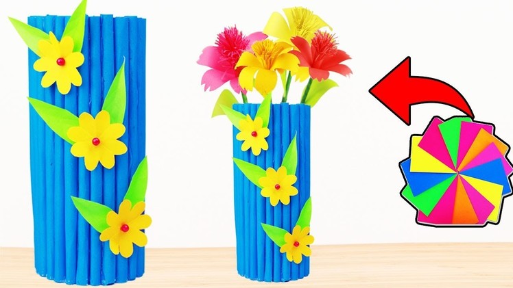 How to Make Flower Vase From Color Paper At Home|DIY Colour Paper Crafts|DIY Crafts(Paper Crafts)