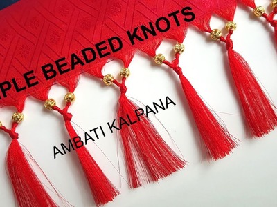 How To Make Saree Pallu Knots With Round Flower Beads.Silk Saree Kuchu Design #4