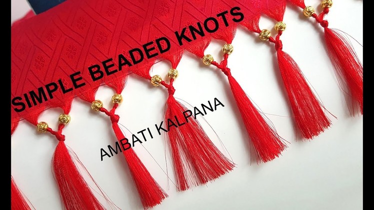 How To Make Saree Pallu Knots With Round Flower Beads.Silk Saree Kuchu Design #4