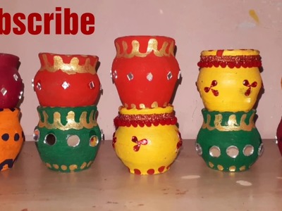 Kalash.matki.pot decoration for navratri.कलश की सजावट.kansal creation.art n craft