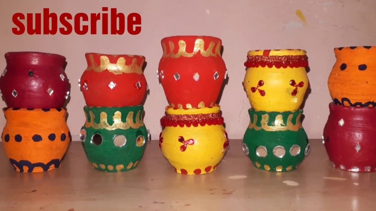 Kalash.matki.pot decoration for navratri.कलश की सजावट.kansal creation.art n craft