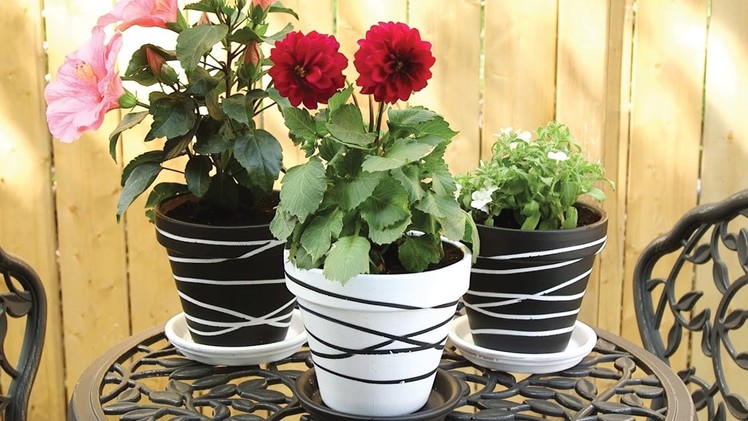 ????????Painted Rubber Band Terra Cotta Flower Pots | Garden DIY????????