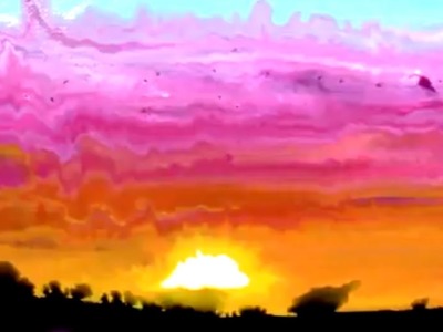 Pour and Swipe Abstract Sunset Easy Beginner Landscape Painting Lesson