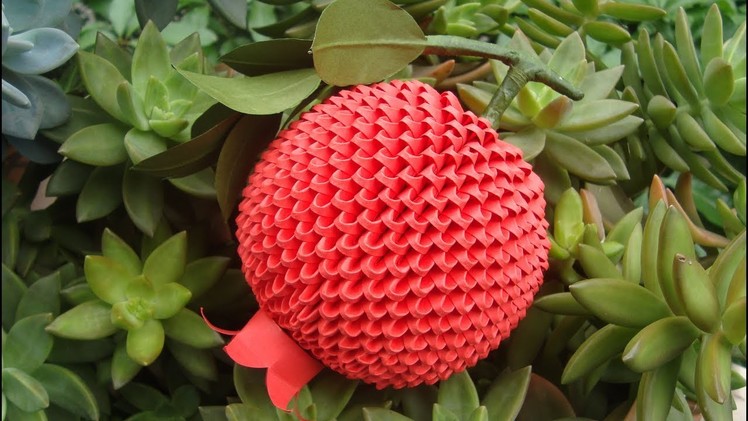 3D Origami Pomegranate Fruit Tutorial | DIY Paper Pomegranate Fruit Tutorial