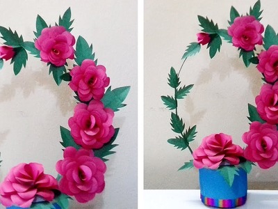 Amazing DIY Paper Flowers Craft | How to Make Paper Rose Flowers Pot | Easy Paper Vase Crafts