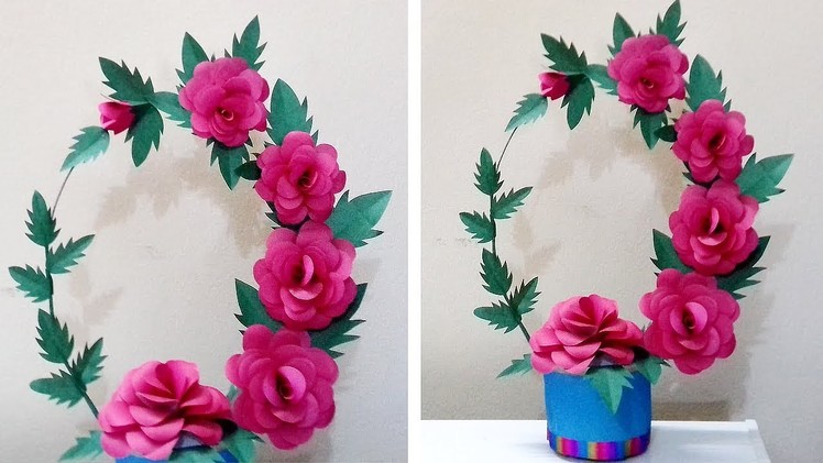 Amazing DIY Paper Flowers Craft | How to Make Paper Rose Flowers Pot | Easy Paper Vase Crafts