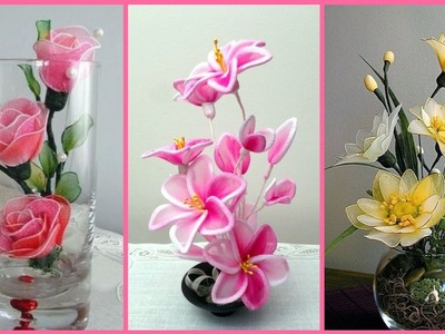 Beautiful latest stocking craft good looking nylon flowers