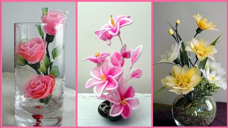 Beautiful latest stocking craft good looking nylon flowers